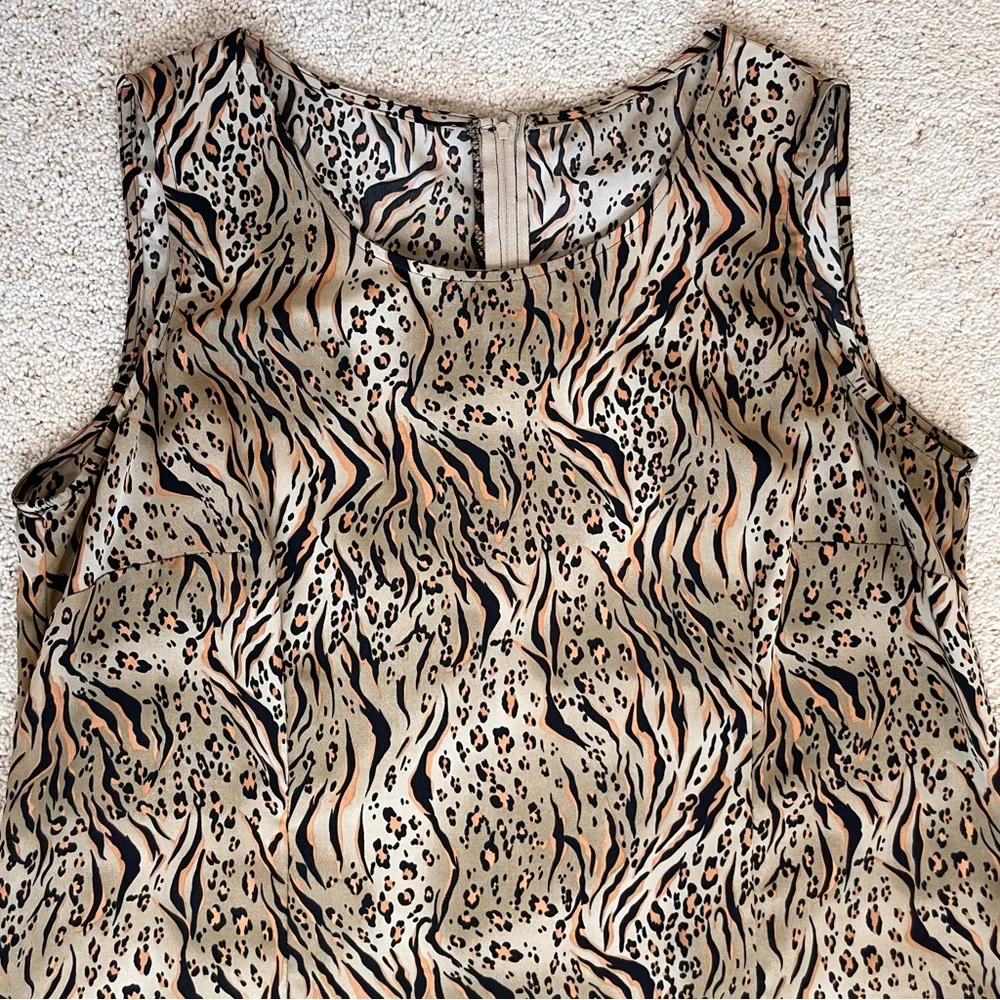 Vintage Sleeveless Leopard Tiger Animal Print Sheath Maxi Dress - Picture 9 of 13